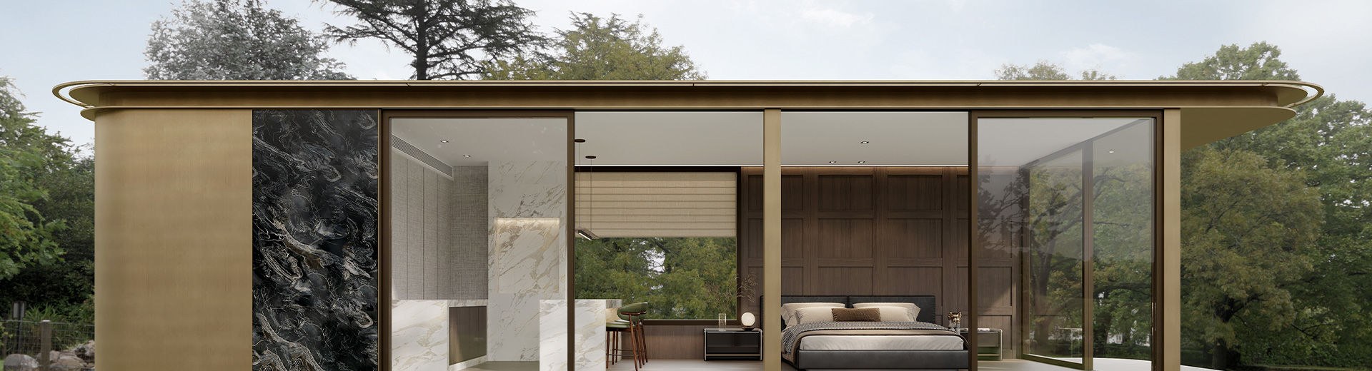 A prefabricated LSW living unit with full-height glazing